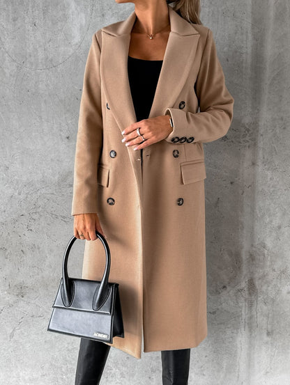 Double Row Button Woolen Coat