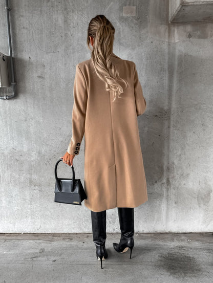 Double Row Button Woolen Coat