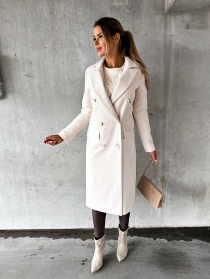 Double Row Button Woolen Coat