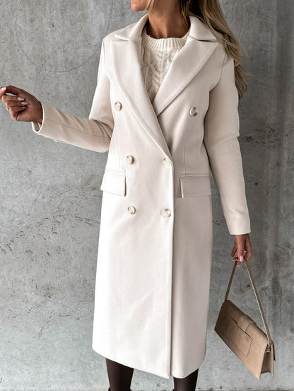 Double Row Button Woolen Coat