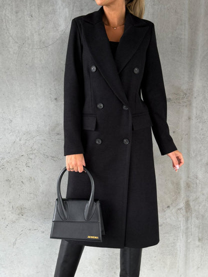 Double Row Button Woolen Coat