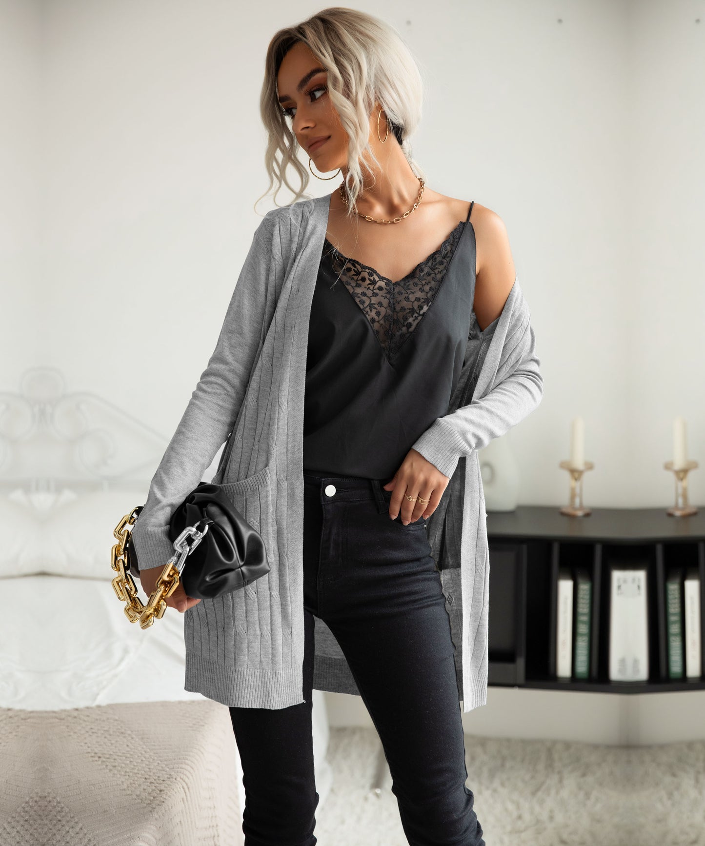 Long Sleeve Ribbed Cardigan