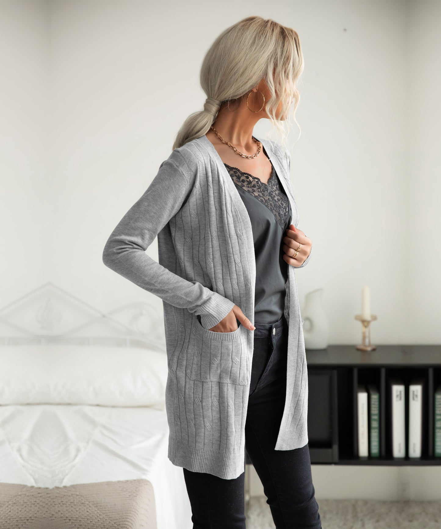 Long Sleeve Ribbed Cardigan