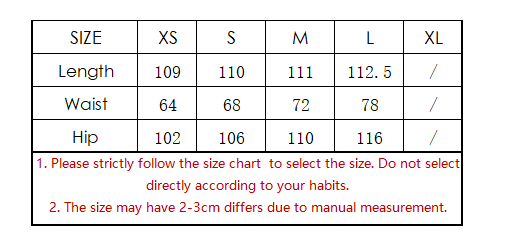 Loose Wide Leg Pants Size Chart