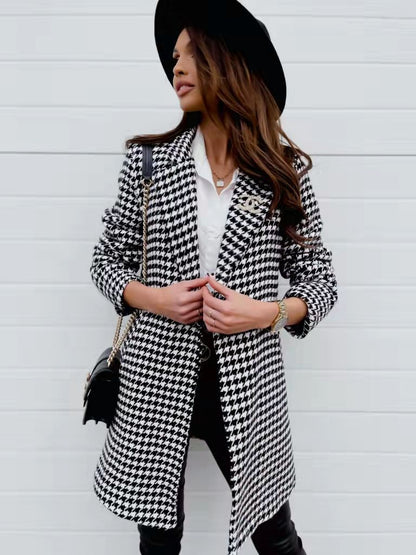 One Button Checked Coat