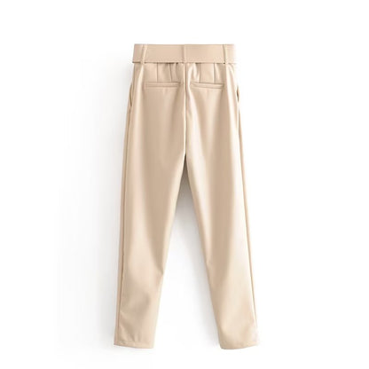 Faux Leather Belted Pants