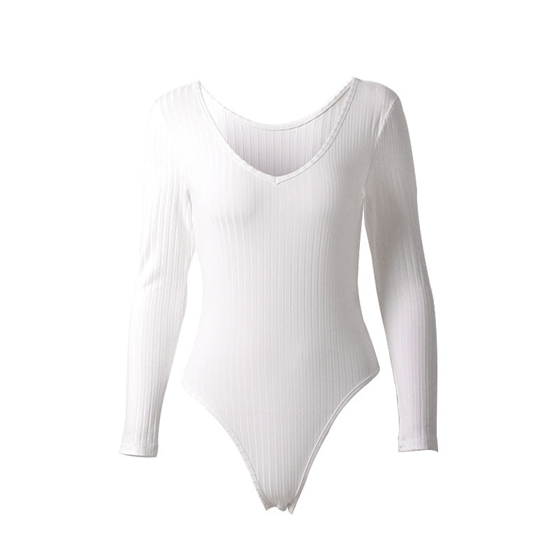 Deep V-neck Long Sleeve Bodysuit