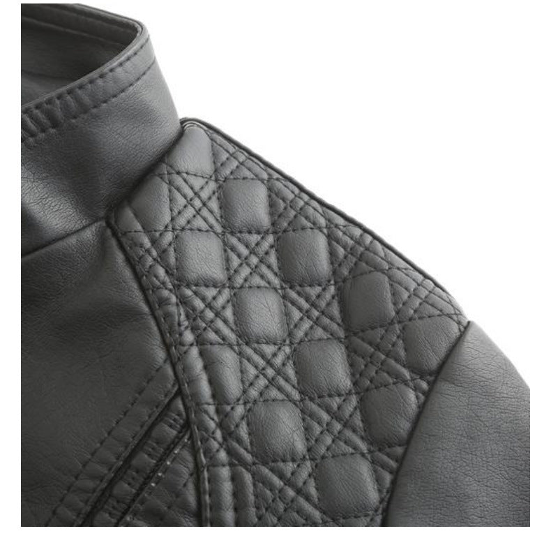 Quilted Shoulder Faux Leather Jacket