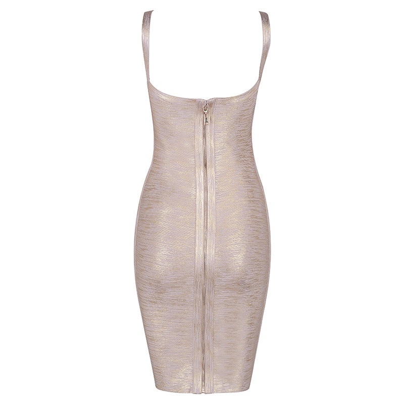 Metallic V-neck Dress