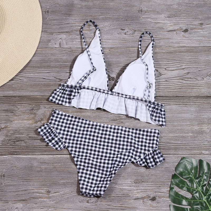 Plaid  Ruffle Bikini Ruffle