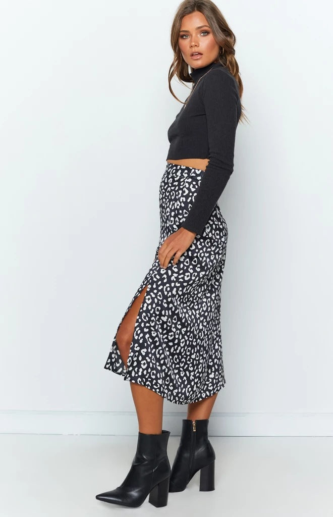 Leopard Print Midi Skirt