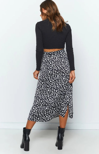 Leopard Print Midi Skirt