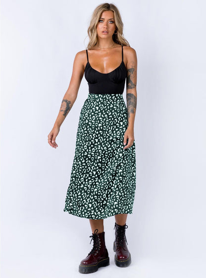 Leopard Print Midi Skirt