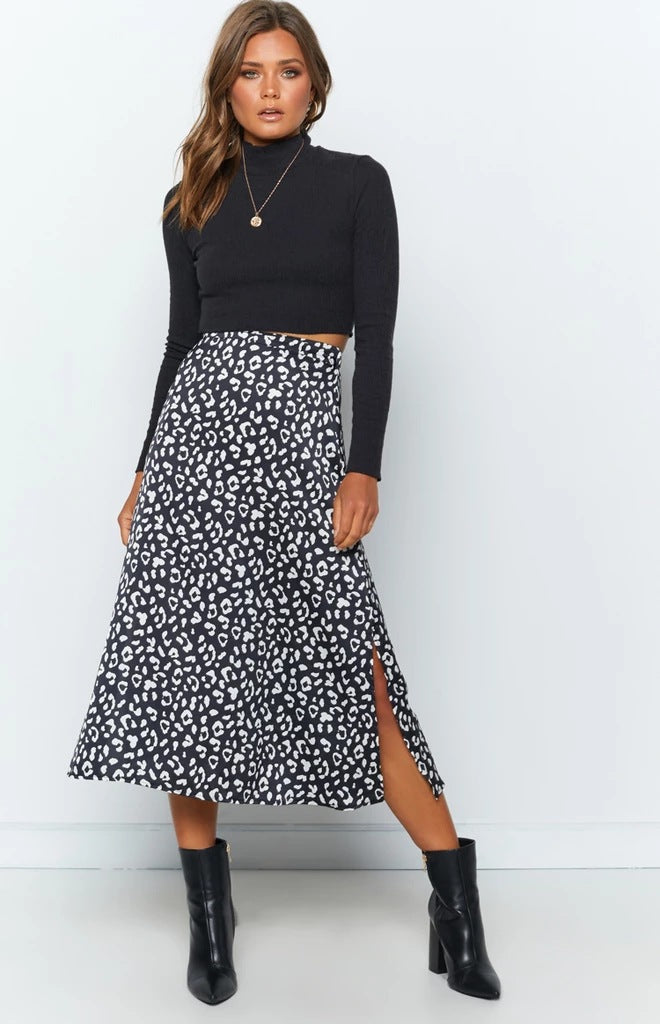 Leopard Print Midi Skirt