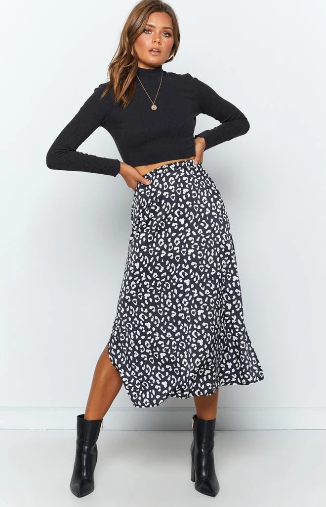 Leopard Print Midi Skirt