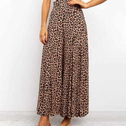 Leopard Print High Waist Wide Leg Pants