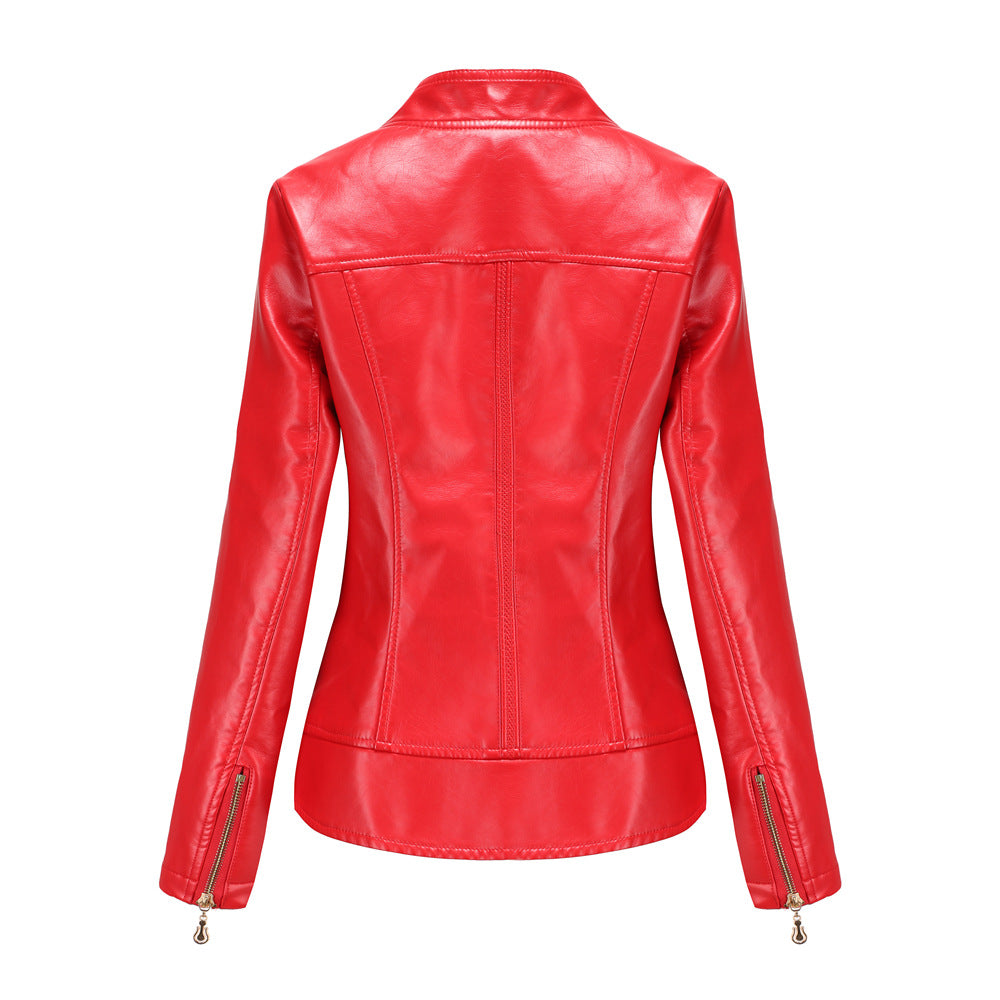 Zippered Faux Leather Jacket