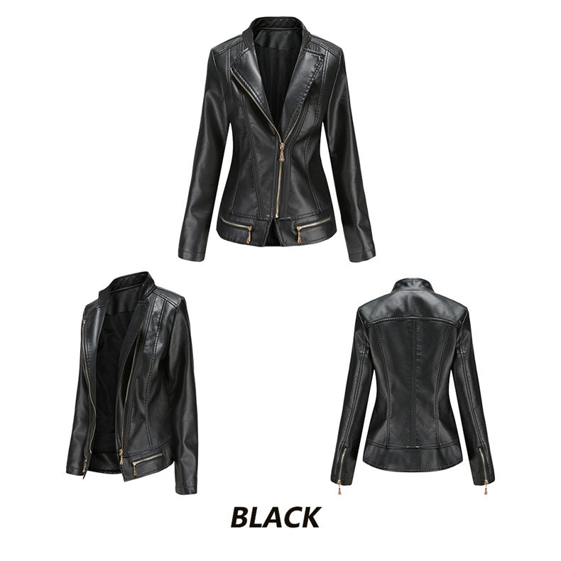 Zippered Faux Leather Jacket