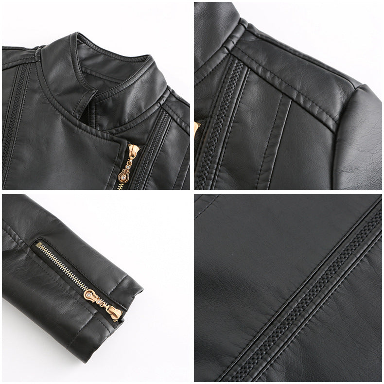 Zippered Faux Leather Jacket