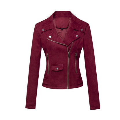 Faux Leather Zippered Jacket