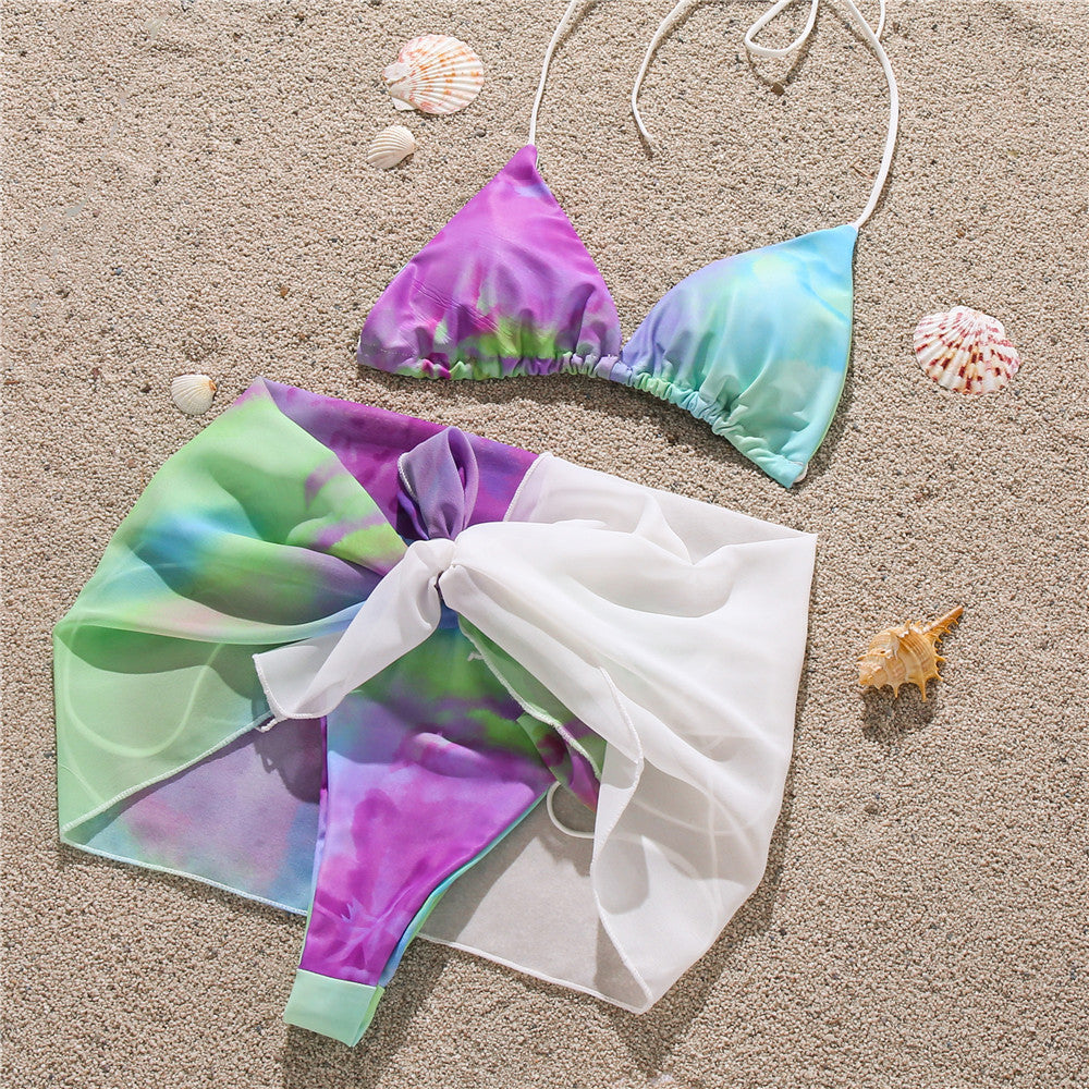 Three-Piece Tie-Dye Swimsuit