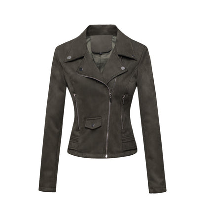 Faux Leather Zippered Jacket