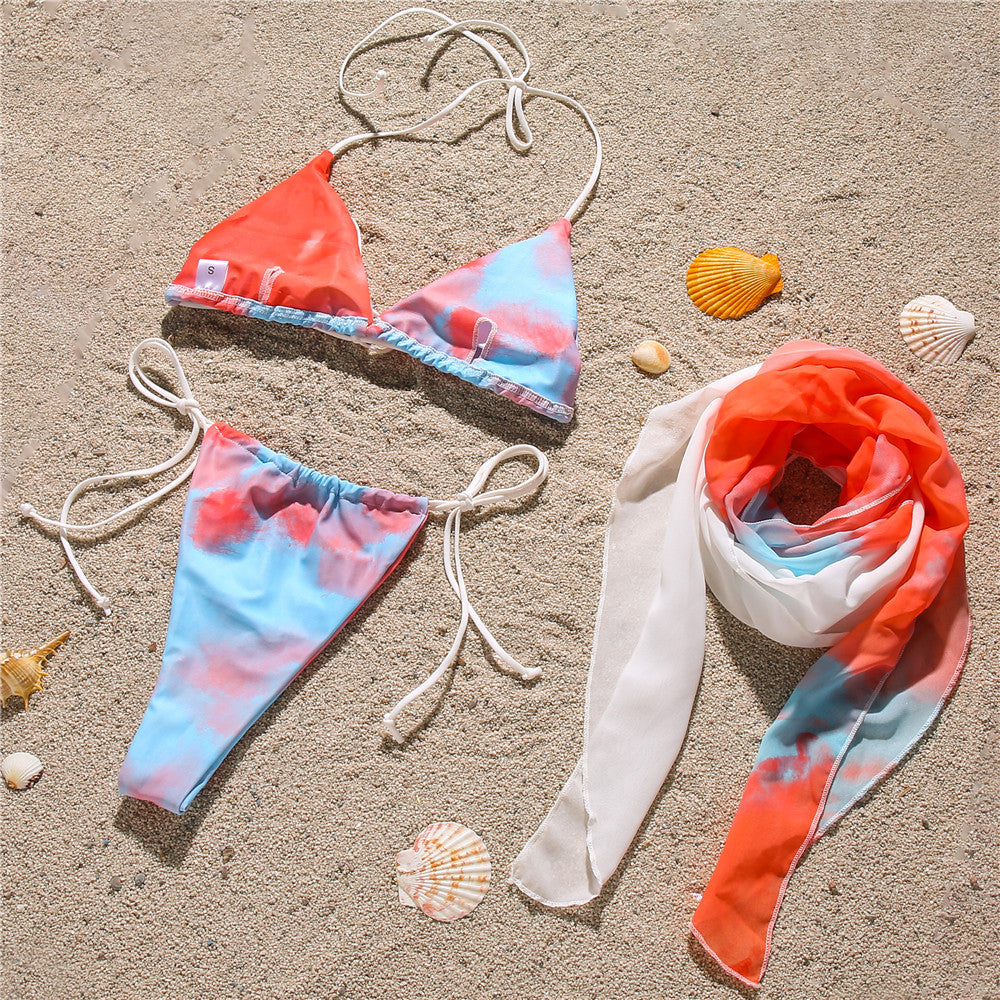 Three-Piece Tie-Dye Swimsuit