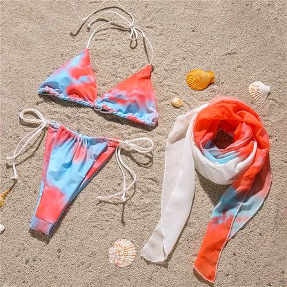 Three-Piece Tie-Dye Swimsuit