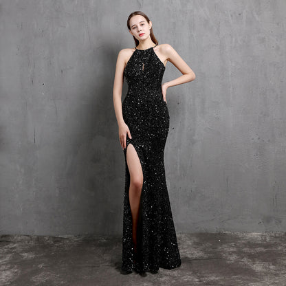 Sequin High Slit Gown