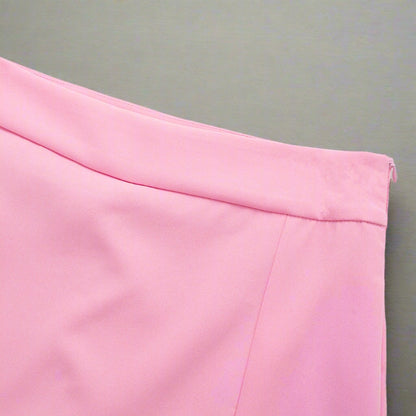 High-Waisted Wrap Skort in pink, green, and white for women