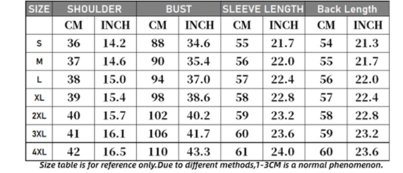 Zippered Faux Leather Jacket Size Chart