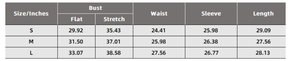 Long Sleeve Button Collared Bodysuit Size Chart