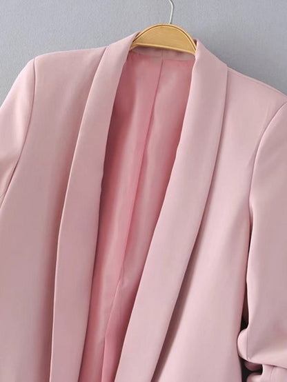 Pink Gathered Sleeve Blazer