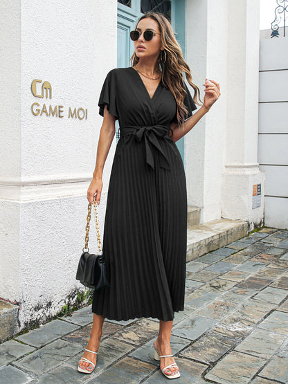 Short Sleeve Pleated Dress