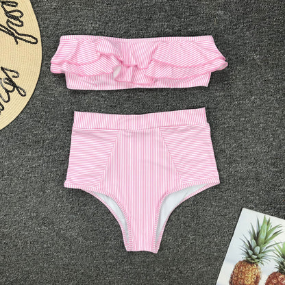 Ruffled High Waist Two Piece Swimsuit