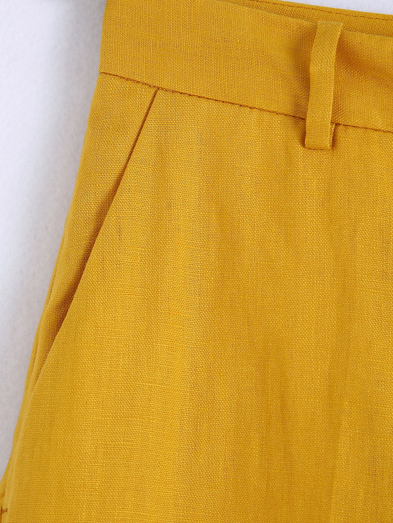 Yellow Straight Leg Linen Pants