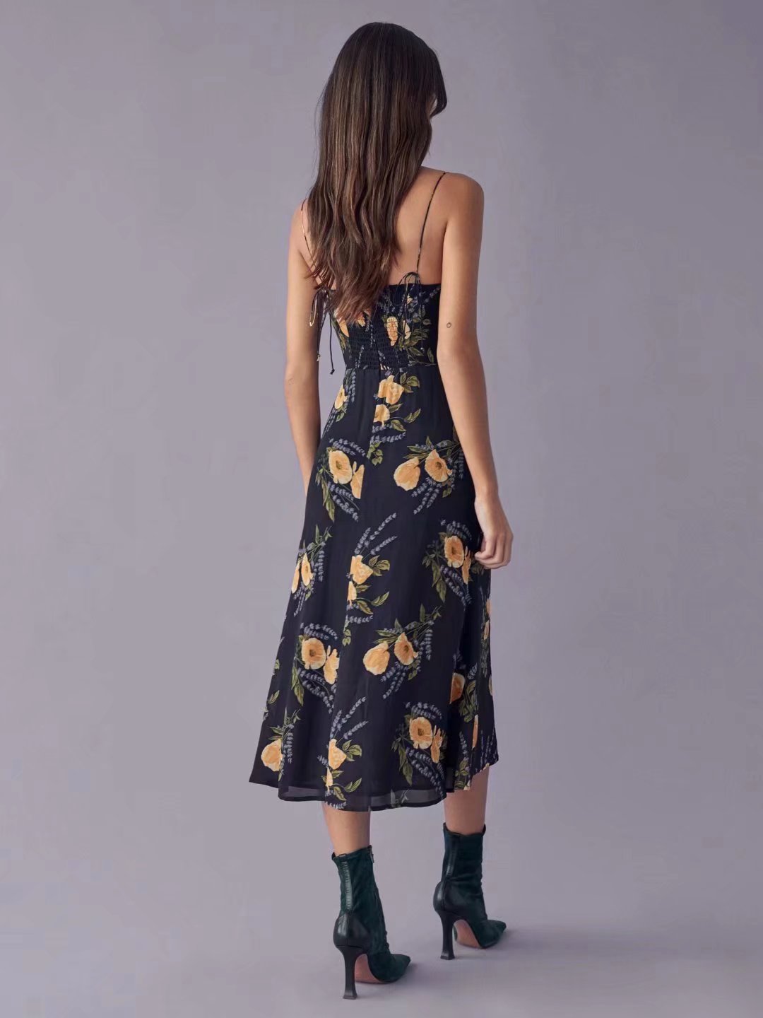 Retro Floral High Slit Sundress