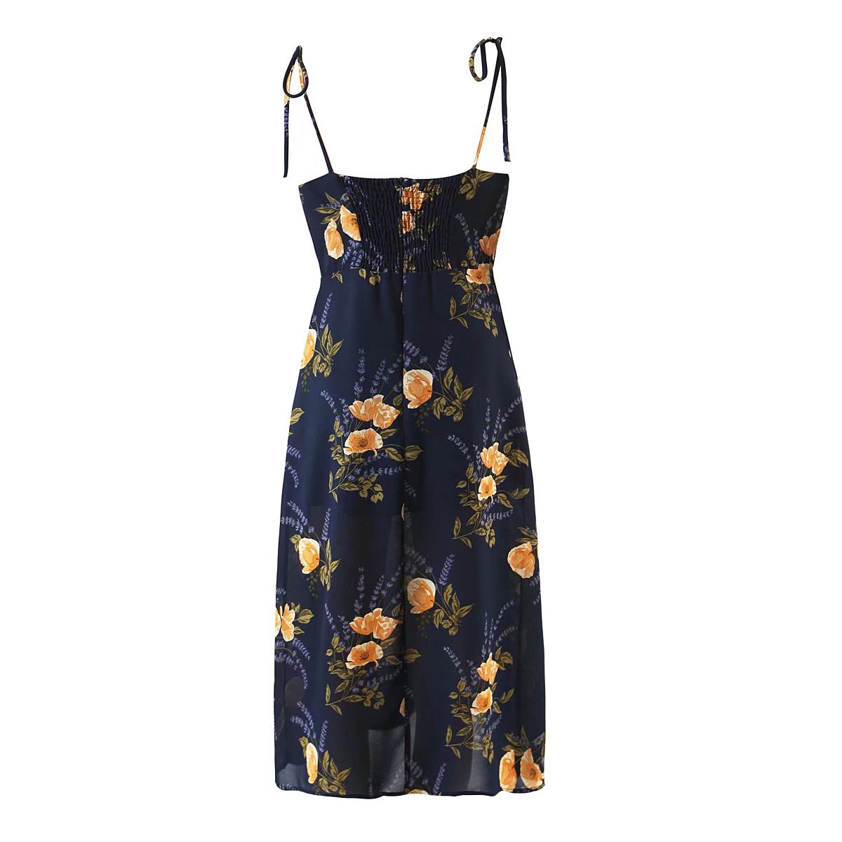 Retro Floral High Slit Sundress