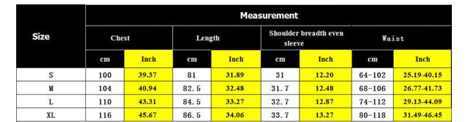 size chart