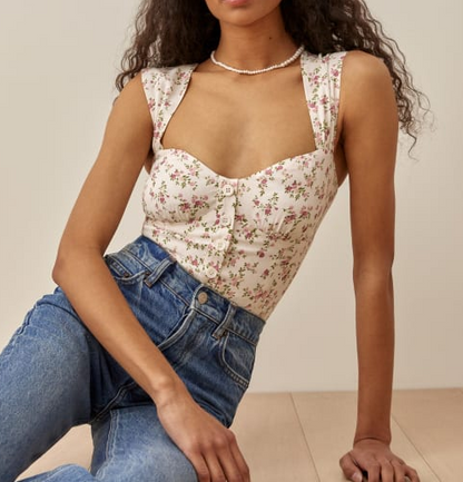 Floral Sweetheart Crop Top