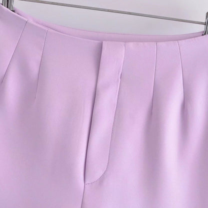 High-Waisted Purple Travel Shorts for Women