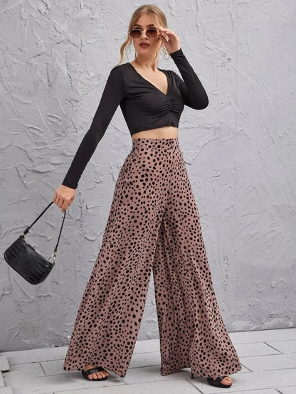 Polka Dot Wide-Leg Pants