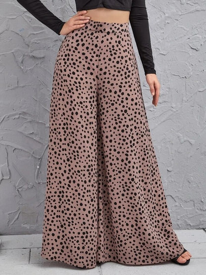 Polka Dot Wide-Leg Pants