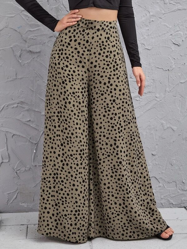 Polka Dot Wide-Leg Pants