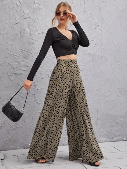 Polka Dot Wide-Leg Pants