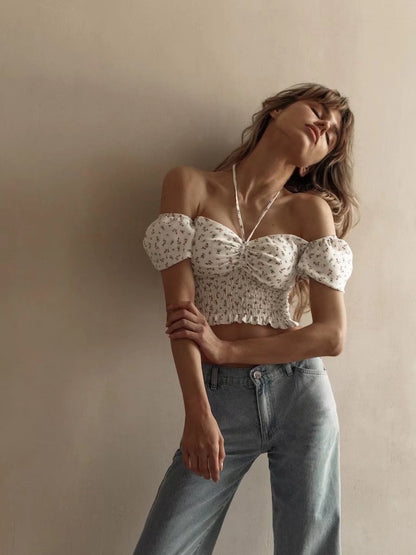 Small Floral Lace up Top