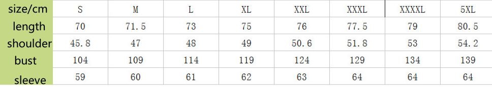 Cozy Sherpa Fleece Jacket size chart