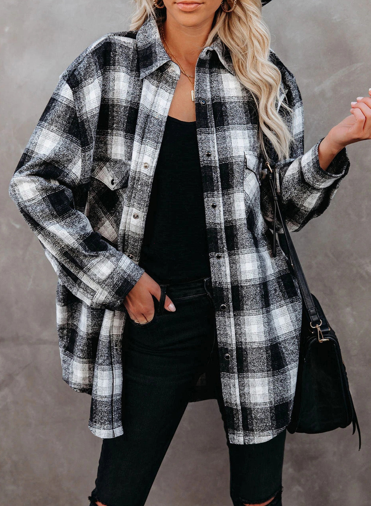 Plaid Mid-Length Shirt