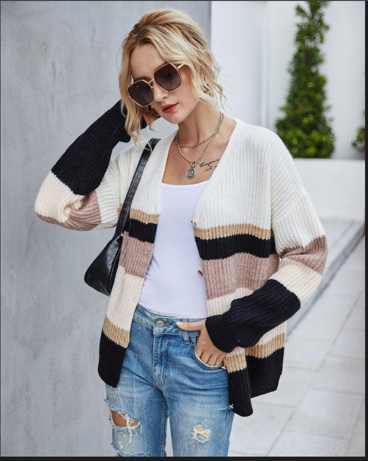 Muti Color Striped Cardigan