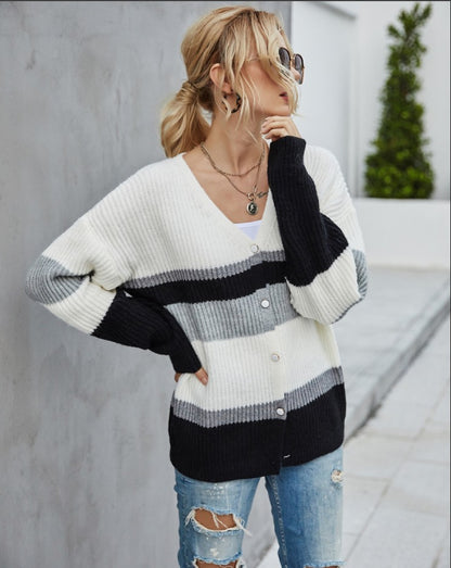 Muti Color Striped Cardigan